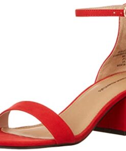 Amazon Essentials Women’s Two Strap Heeled Sandal, Bright Poppy Red, 8