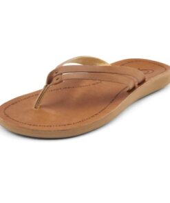 OLUKAI Kapehe Luana Women’s Beach Sandal, Soft & Comfortable Full-Grain Leather, Casual & Modern Style, Sahara/Sahara, 9