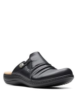 Clarks Women’s Laurieann Bay Clog, Black Leather, 8.5