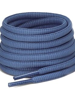 Puzeam 2 Pairs Oval Athletic Shoelaces 30 Colors 1/4″ Half Round Shoe Laces for Sneakers – Blue Gray 80