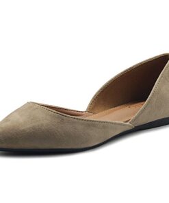 Ollio Women’s Shoes Faux Suede Slip On Comfort Light Pointed Toe Ballet Flat ZM1710F (7 B(M) US, Beige)