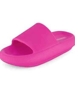 CUSHIONAIRE Women’s Feather cloud recovery slide sandals with +Comfort, Hot Pink 8