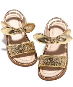 Kiderence Toddler Girls Sandals Little Girls Kids Summer Shoes Toddler Gold Sandals Size 8