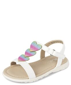 The Children’s Place Toddler Girls Flat Sandals, White Heart, 11