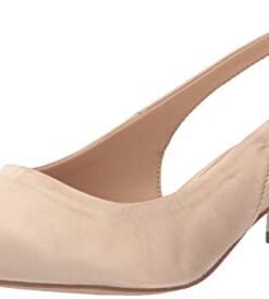 Franco Sarto Womens Racer Slingback Low Block Heel Pointed Toe Pump, Champagne, 6.5 Wide