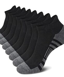 COOVAN Mens Ankle Athletic Socks Men 8 Pack Running Cushioned Breathable Low Cut Tab Socks