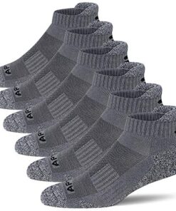 APTYID Men’s Performance Athletic Running Ankle Socks, Dark Grey, Size 9-12, 6 Pairs