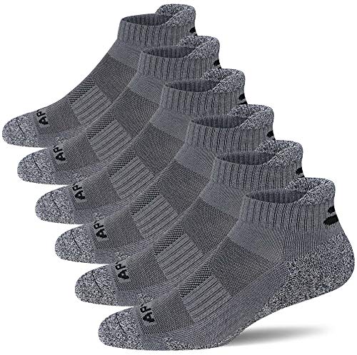 APTYID Men’s Performance Athletic Running Ankle Socks, Dark Grey, Size 9-12, 6 Pairs