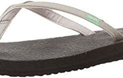 Sanuk womens Yoga Spree 4 Metallic Flip Flop, Silver, 9 US