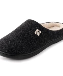 RockDove Men’s Sherpa Lined Memory Foam Clog Slipper, Size 10.5 US Men, Black