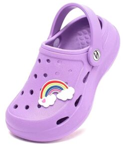 HOBIBEAR Toddler Garden Clogs Girls Slip on Children Sandals Water Shoes for Indoor Outdoor Purple