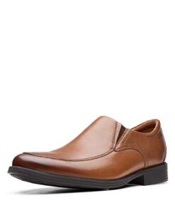 Clarks Men’s Whiddon Plain Loafer, Dark Tan Leather, 9.5 Wide