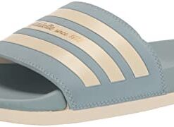 adidas Unisex Adilette Comfort Slide Sandal, Magic Grey/Wonder White/Gold Metallic, 11 US Women