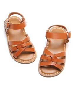 Felix & Flora Toddler Girl Brown Sandals Size 4 – Little Girl Easter Summer Dress Shoes Lightweight Open Toe Beach Holiday