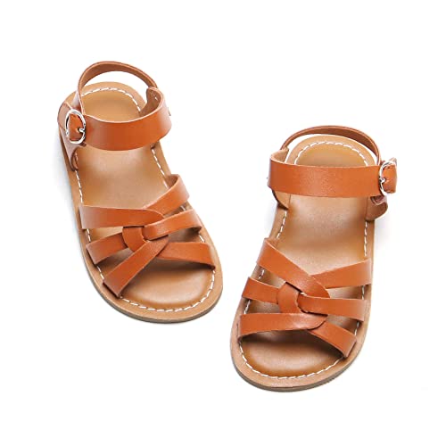 Felix & Flora Toddler Girl Brown Sandals Size 4 – Little Girl Easter Summer Dress Shoes Lightweight Open Toe Beach Holiday
