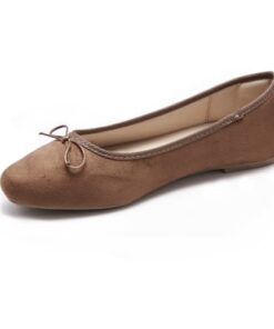 AFEETSING Women’s Round Toe Ballet Flats Comfortable Bow Dressy Flats Shoes for Women (A-Brown, Numeric_8)