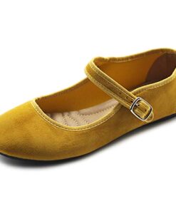 Ollio Women’s Shoes Faux Suede Casual Mary Jane Light Ballet Flats F56SU (8 B(M) US, Mustard)