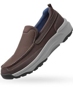 Cestfini Taupe Men’s Slip on Shoes Casual Walking Loafers with Arch Support, Orthopedic Shoes Lightweight Non Slip Sneakers XXDX004M-RT-US-TAUPE-12