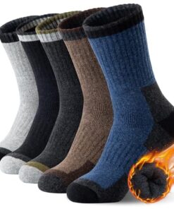 SIMIYA Merino Wool Hiking Socks for Men – 5 Pairs Thick, Warm, Thermal Winter Crew Socks for Cold Weather (US Size 7-13)