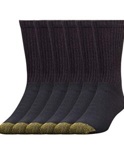 GOLDTOE Men’s 656s Cotton Crew Athletic Socks, Multipairs, Black (6-Pairs), Large