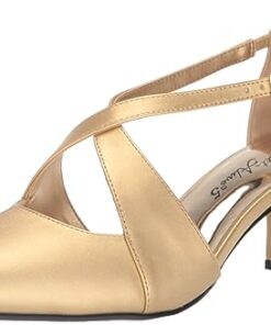 Easy Street Women’s Elegance Pump, Gold Satin, 8.5 Wide