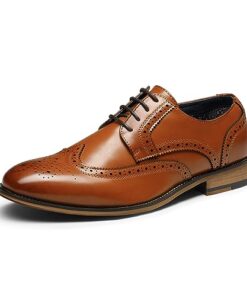 Bruno Marc Mens Classic Wing Tip Lace Up Soft Round Toe Oxfords Formal Dress Shoes, 1/Brown – 15 (Brogue)