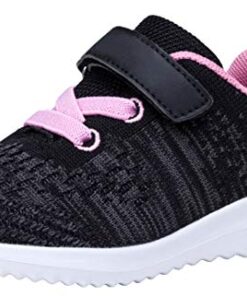 COODO Toddler/Little Kid Boys Girls Shoes Running Sports Sneakers (8 Toddler,Black/Pink)