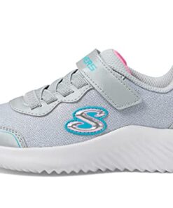 Skechers Kids Girls Bounder-Girly Groove Sneaker, Gray, 12.5 Little Kid