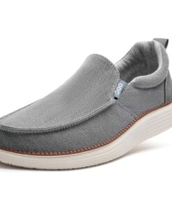 GQQ Mens Loafers Slip-on Casual Shoes – Mens Canvas Boat Shoes Comfortable Lightweight Walking Shoes Grey Size 9.5