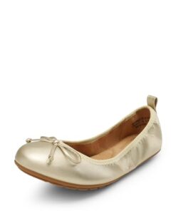 DREAM PAIRS Women’s Flats, Foldable Ballet Flats for Women, Bowknot Round Toe Comfort Light Weight Slip-On Dress Shoes Gold Size 7 SDFA2409W