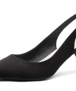 Greatonu Women’s Slingback Kitten Heel Pointed Toe Dress Pumps Shoes Black Wide 7