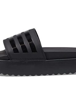 adidas Women’s Adilette Platform Slide Sandal, Black/Black/Black, 5