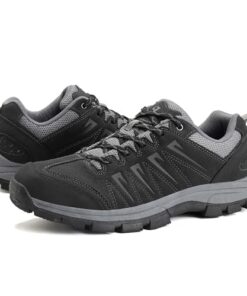 OL OUTJET LEGEND Men’s Waterproof Hiking Shoes Leather Comfortable Lightweight Anti Slip Low Tops Outdoor Walking Work Shoes Black