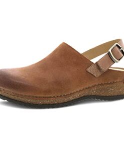 Dansko Women’s Merrin Sling-Back Mule Clog – Dual Density Cork/EVA Midsole and Lightweight Rubber Outsole Provide Durable and Comfortable Ride on Patented Stapled Construction Tan 7.5-8 M US