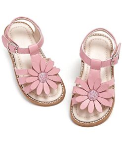 Kiderence Toddler Girls Sandals Little Girls Kids Summer Shoes Toddler Pink Sandals Size 9