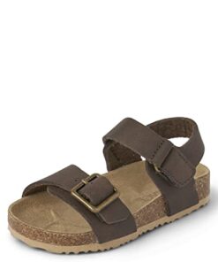The Children’s Place Toddler Boys Buckle Sandals Slide, Brown, 5