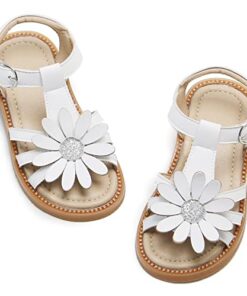 Kiderence Toddler Girls Sandals Little Girls Kids Summer Shoes Toddler White Sandals Size 7