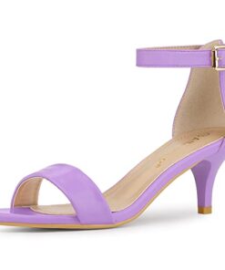 Allegra K Women Open Toe Kitten Heeled Ankle Strap Purple Sandals 8.5 M US