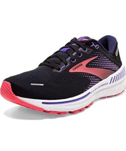 Brooks Womens Adrenaline GTS 22, Black/Purple/Coral, Wide (Black/Purple/Coral, 0, Numeric_8)