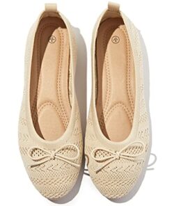 Women’s Flats Shoes Dress Shoes Round Toe Ballet Flats Comfortable Crochet Lace Black Flats Low Heel(Apricot.us11)