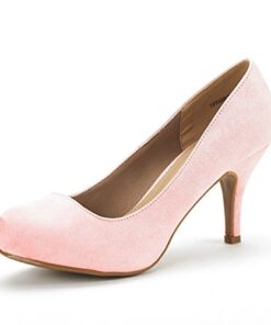 DREAM PAIRS Tiffany Womens Heels New Low Stiletto Round Toe Platform Pump Shoes, Pink Suede – 12 (Platform Pumps Shoes)