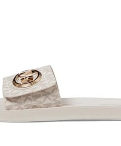 Michael Kors Women’s MK Charm Slide Sport Sandal, Vanilla, 9