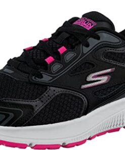 Skechers womens Sneaker, Black/Pink, 7.5 Wide US