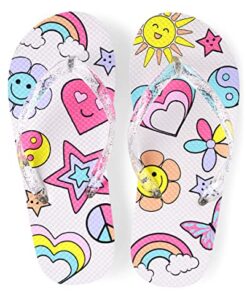 The Children’s Place Girls Everyday Flip Flops Sandal, Pink Icons, 1-2 Big Kid