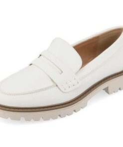 Journee Collection Womens Kenly Tru Comfort Foam Slip On Round Toe Loafer Flats White 9 Wide Womens US