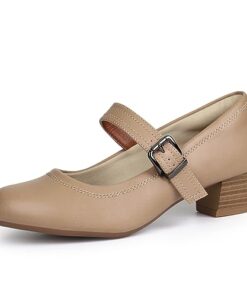 Ortho+rest Women Mary Janes Shoes for Bunions Orthopedic Dress Shoes Low Chunky Heels Work Pumps (10,Beige)