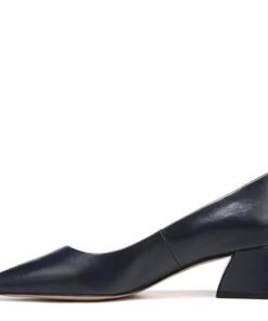 Franco Sarto Womens Racer Pointed Toe Block Heel Pump Navy Blue Leather 7.5 M