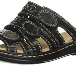 Clarks Women’s Leisa Cacti Slide Sandal, Black Leather, 9 M US