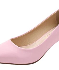 WUIWUIYU Womens Lovely Colors Low Kitten Heel Pointed Toe Dress Work Wedding Pumps Bridal Shoes Pink Size 4