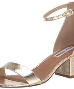 Steve Madden Women’s Irenee Heeled Sandal, Gold Lizard, 7.5